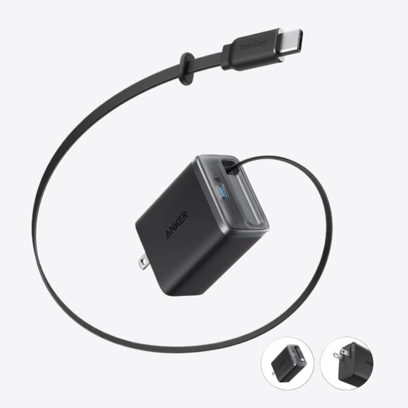 ANKER Nano Charger (35W, Built-In Retractable USB-C Cable) in Black - Picture 1 of 9